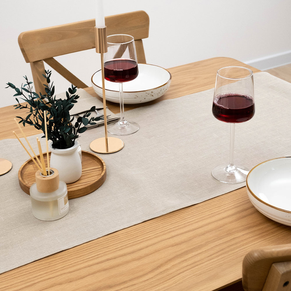 Beige Linen Table Runner