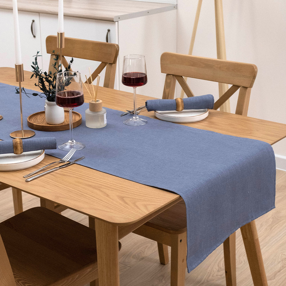 Blue-Gray Linen Table Runner