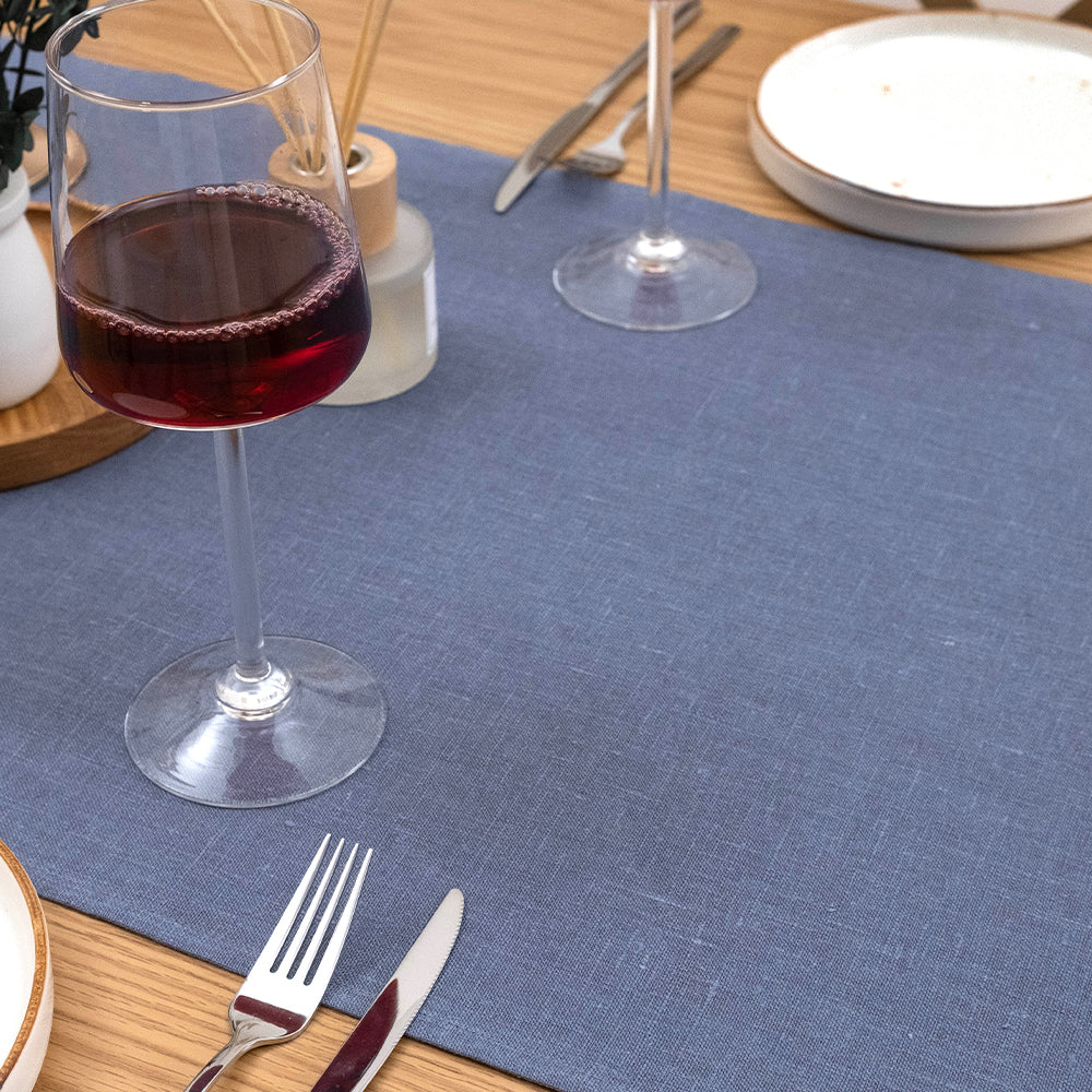 Blue-Gray Linen Table Runner