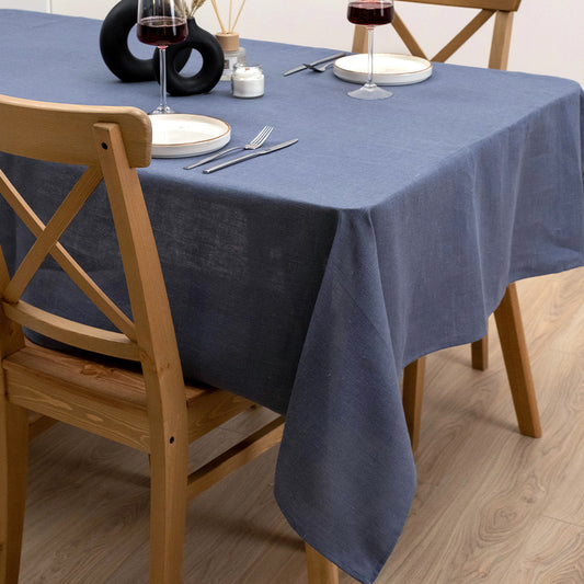 Blue-Gray Linen Tablecloth