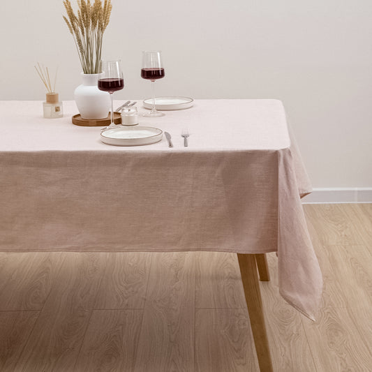 Pink Linen Tablecloth