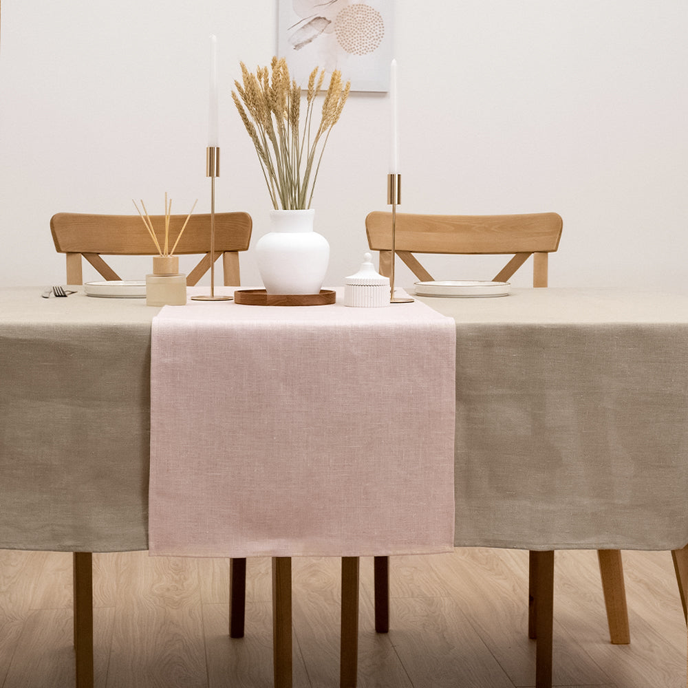 Pink Linen Table Runner