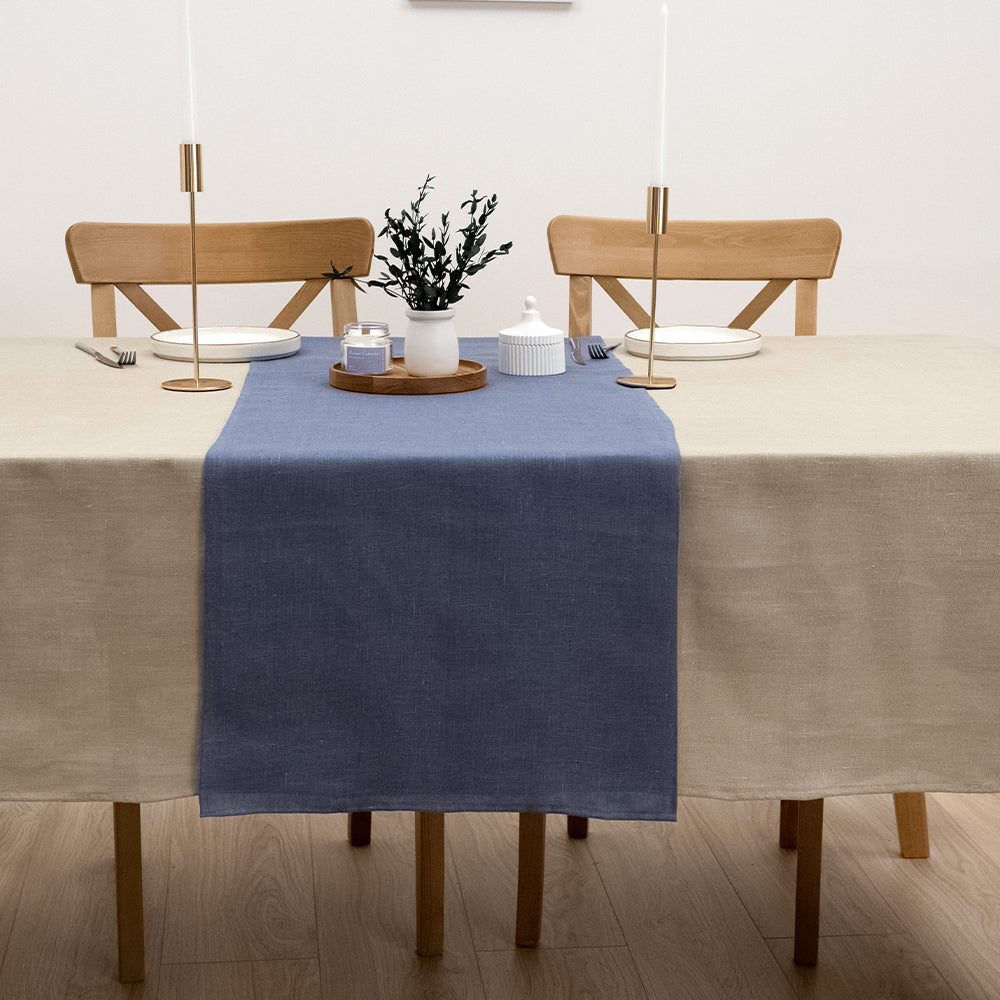 Blue-Gray Linen Table Runner