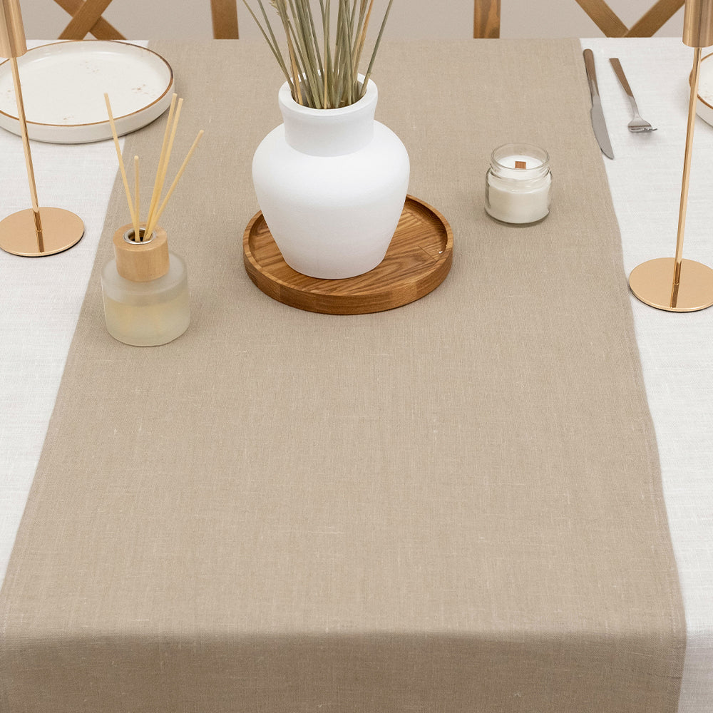 Beige Linen Table Runner