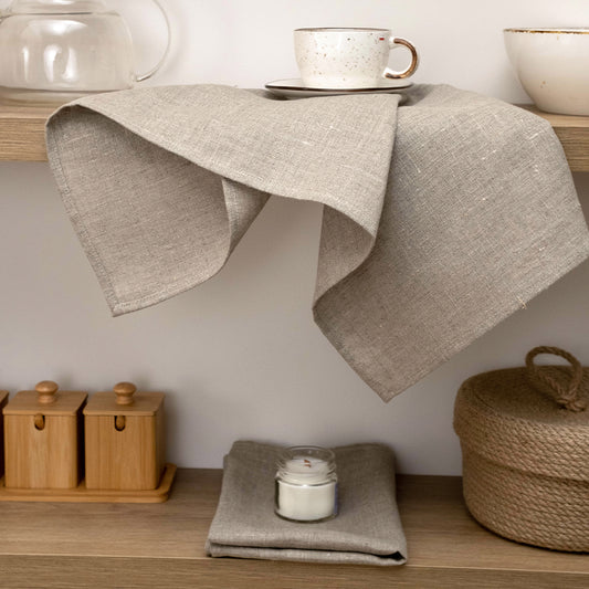 Beige Linen tea towel