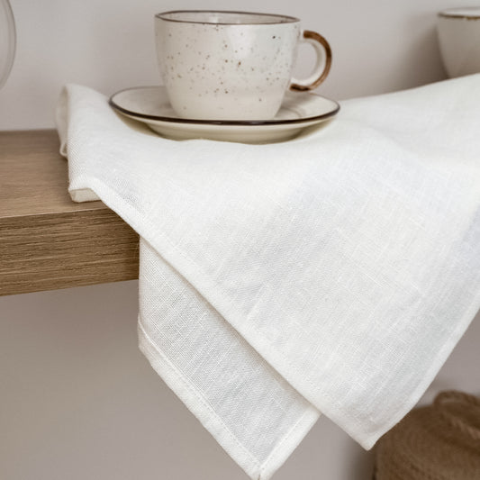 White Linen tea towel